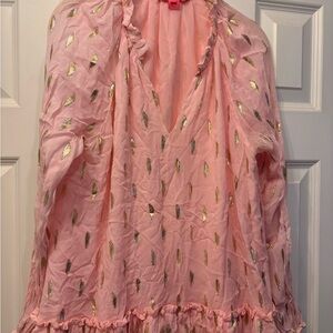 Lilly Pulitzer metallic clip chiffon Pink Blouse